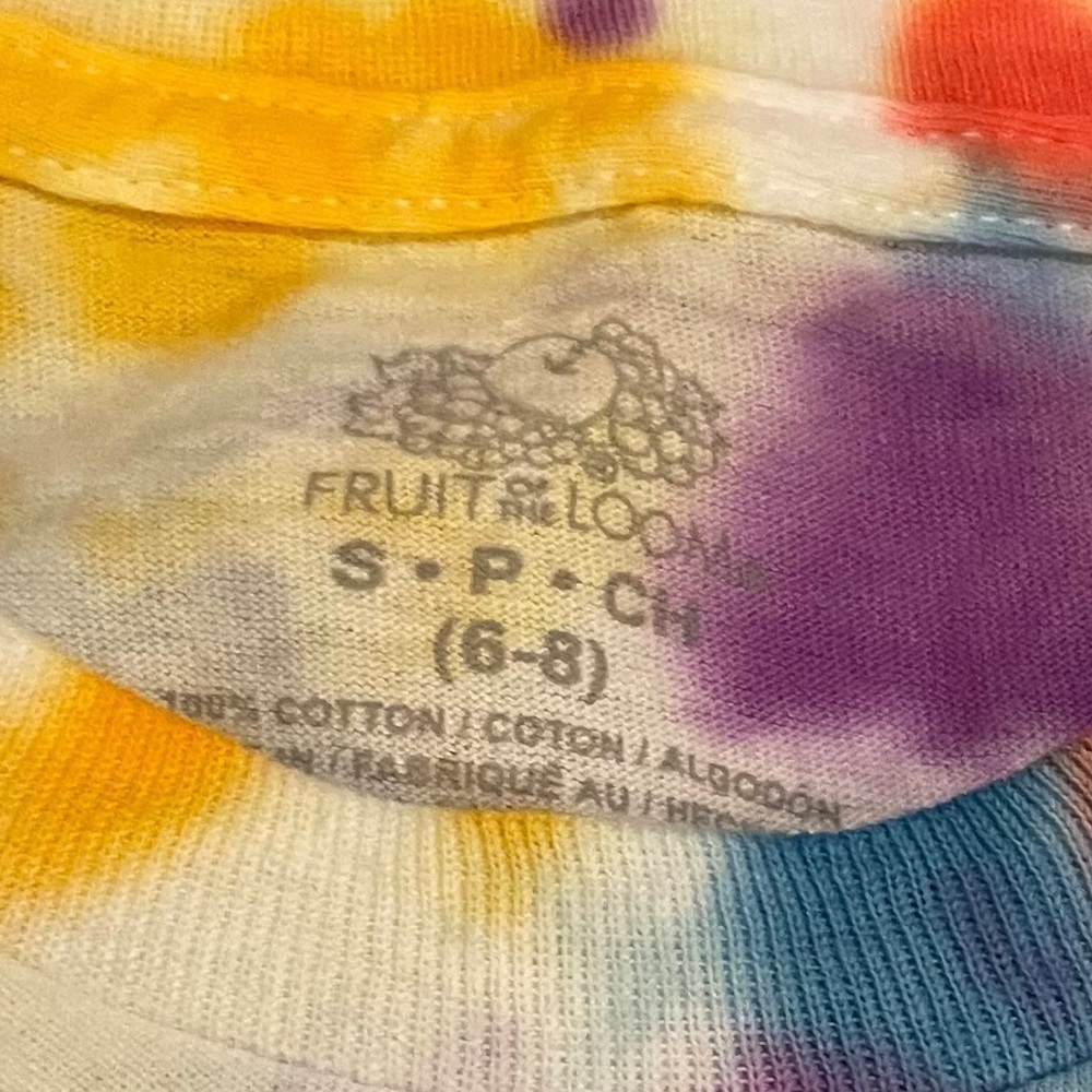 Tie dye splatter dye polka dot youth tshirt S rainbow - Picture 3 of 5